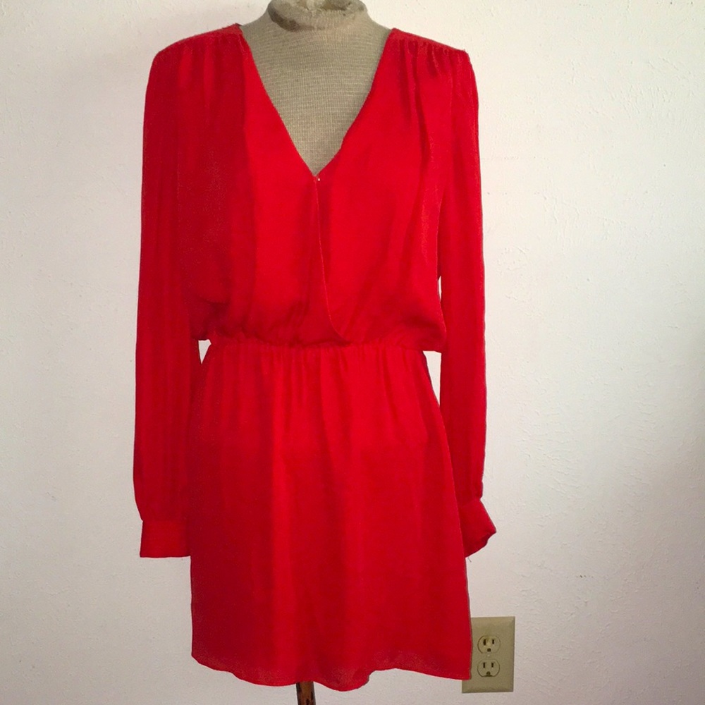 Parker Red Long-Sleeve Midi Dress